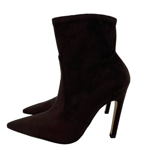 Good American Icon Bootie Suede Chocolate Brown Size 8 GA007K-E - Picture 4 of 7